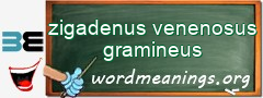 WordMeaning blackboard for zigadenus venenosus gramineus